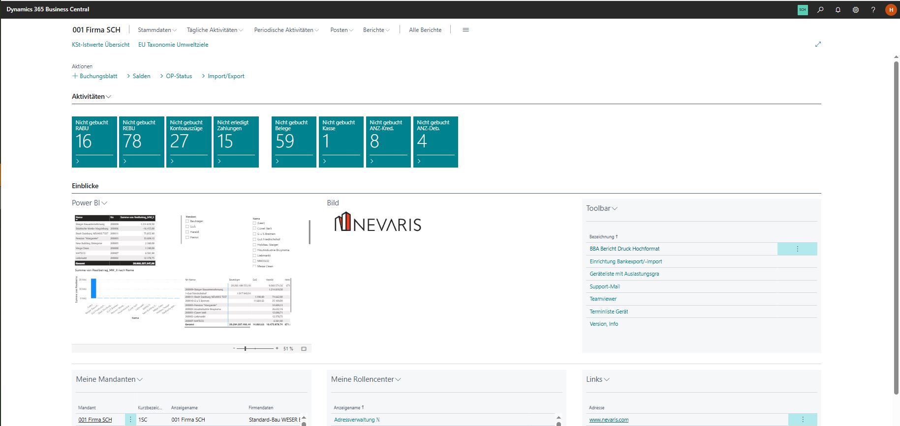 screenshot of NEVARIS Finance